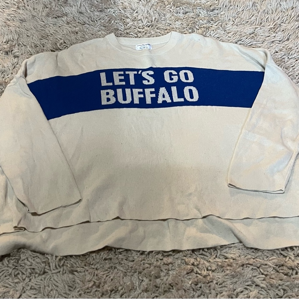 Let’s Go Buffalo Cream oversized sweater